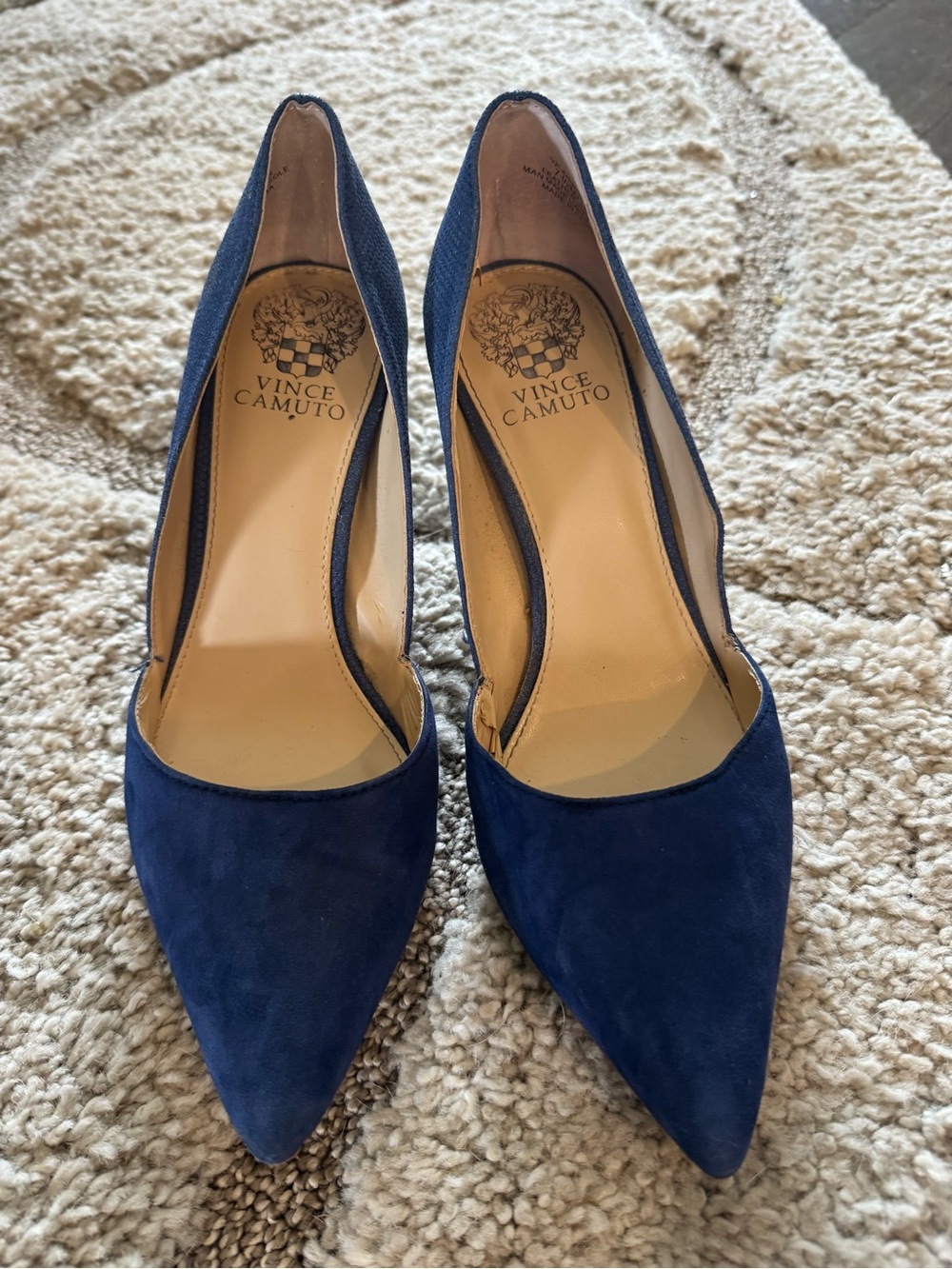 Vince Camuto Navy Suede Pointed Toe Heels